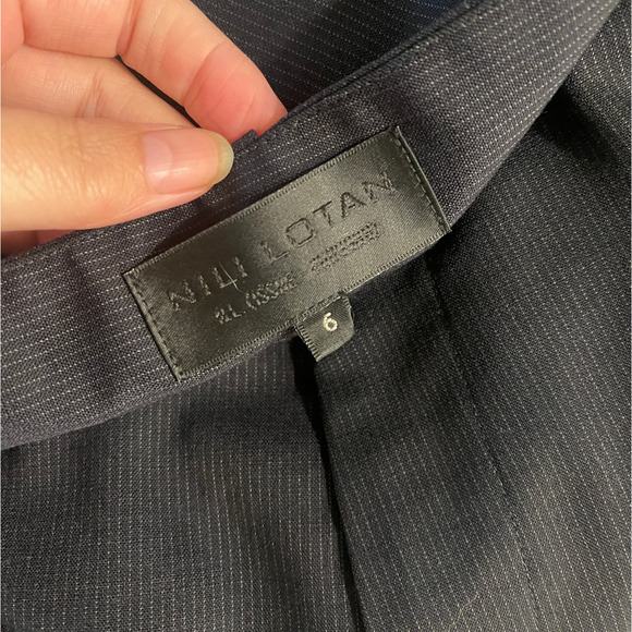 New! Nili Lotan 6 Wool Pinstripe Paris Pants $595 High Waist Drop Crotch Black - Picture 6 of 10